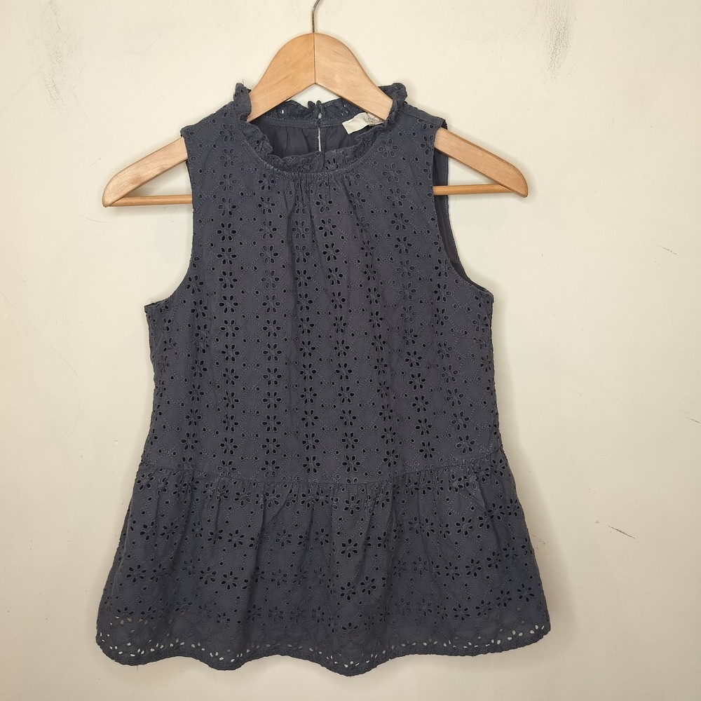 LOFT Eyelet Embroidered Sleeveless Top Peplum Ruffle Tank